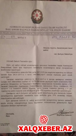 Göyçay sakini Ramil Usubova müraciət etdi -ŞİKAYƏT