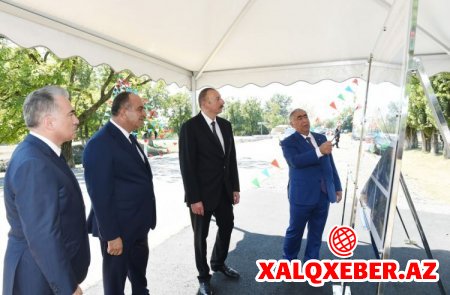 Prezident Qaxda avtomobil yolunun açılışında iştirak edib - FOTOLAR