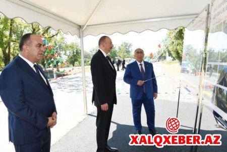 Prezident Qaxda avtomobil yolunun açılışında iştirak edib - FOTOLAR