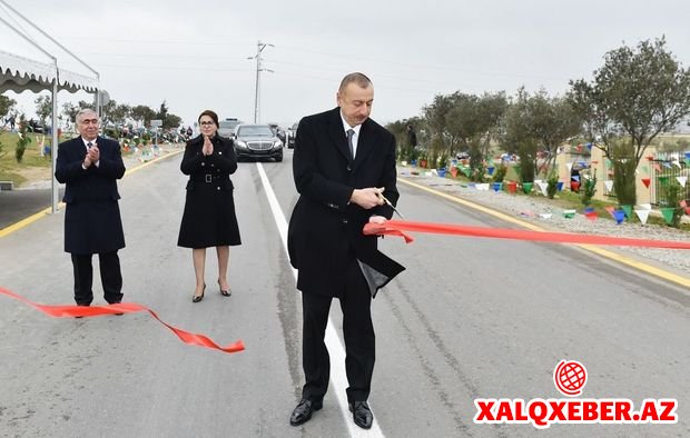 İlham Əliyev avtomobil yolunun açılışında – FOTO