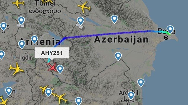 AZAL illər sonra ilk dəfə Ermənistan üzərindən uçuşlara başladı