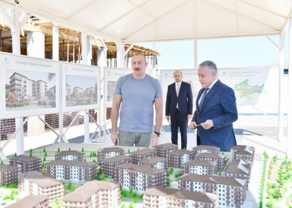Prezident Cəbrayıl Yaşayış Kompleksində aparılan tikinti işləri ilə tanış oldu - FOTOLAR