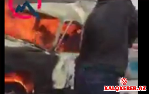 Üç nəfərin yandığı qəzanın görüntüsü... - Video
