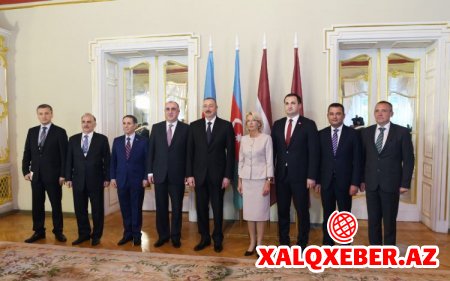 Prezident İlham Əliyev Latviya Seyminin sədri ilə görüşüb - FOTOLAR