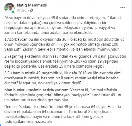 Əməkdar jurnalist Ramiz Mehdiyevin yalanını üzə çıxardı - FOTO