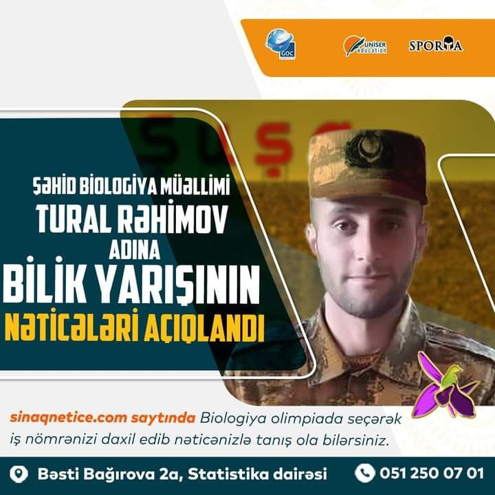 Şəhid biologiya müəllimi Tural Rəhimovun xatirəsinə həsr olunmuş bilik yarışmasının qalibləri bəlli oldu-Foto