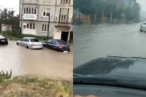 Dərbənd küçələri sel suları altında qaldı - VİDEO