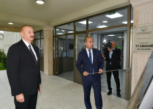 Prezident Xırdalanda məktəb açılışında - FOTOLAR