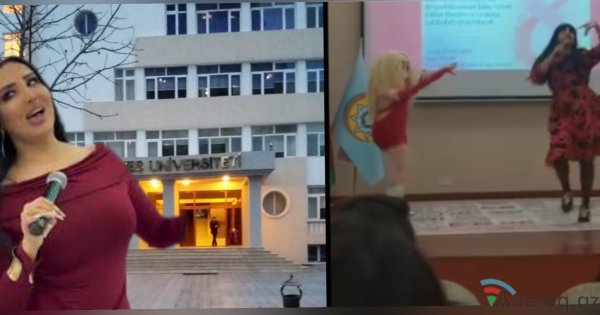 Universitetin tədbirində oğlan tələbələr qadın paltarında müğənnini parodiya etdilər