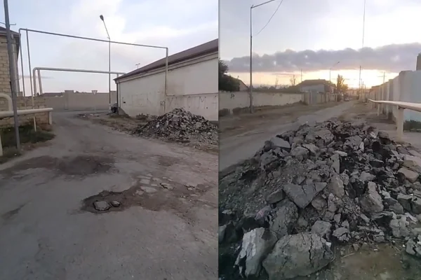Xırdalanda su çəkildi amma yolu bəbad hala saldılar-Video