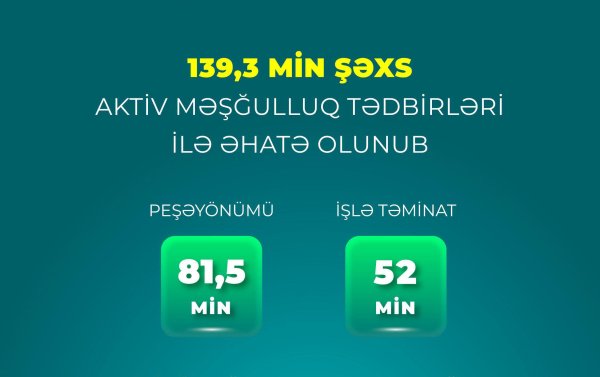 4 ayda 52 min şəxs işlə təmin olunub