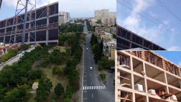 Nizami rayonunda bu da oldu - Yüksək gərginlikli elektrik xəttinin altında yaşayış binası tikilir